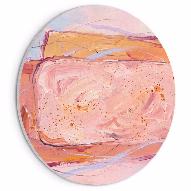 Abstract - Vormen - Modern - Roze Akoestische PET Vilt - Rond klein -3d