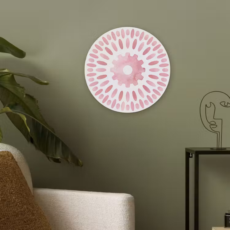 Abstract - Vormen - Patroon - Aquarel - Roze Akoestische PET Vilt - Rond klein -sfeer2