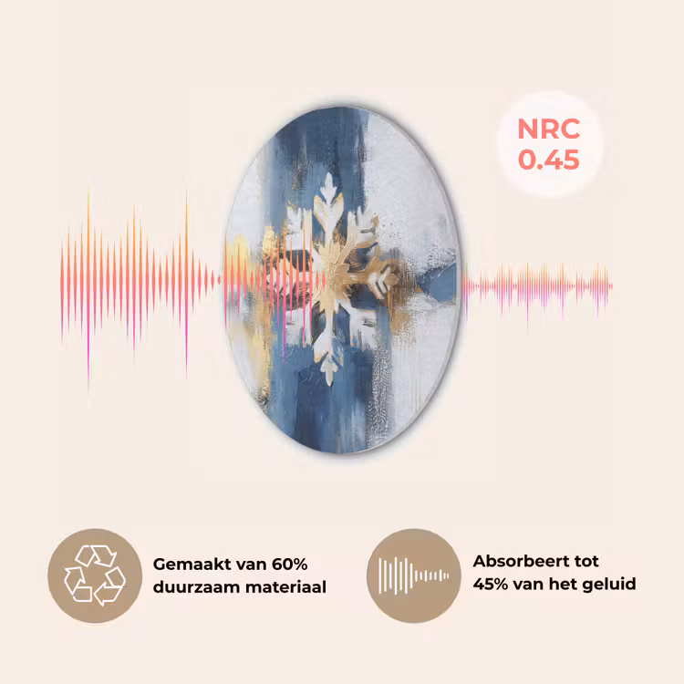 Abstract - Winter - Sneeuwvlok - Sneeuw - Goud Akoestische PET Vilt - Rond klein -USP_NL