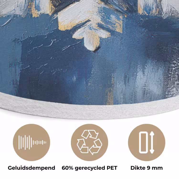 Abstract - Winter - Sneeuwvlok - Sneeuw - Goud Akoestische PET Vilt - Rond klein -closeup_NL