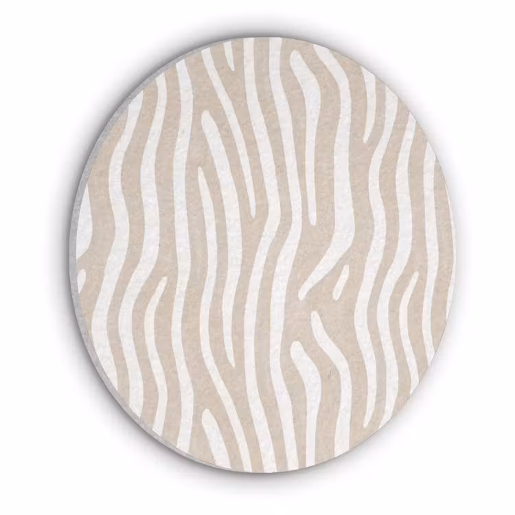Abstract - Zebra - Beige Akoestische PET Vilt - Rond klein 838 -3d