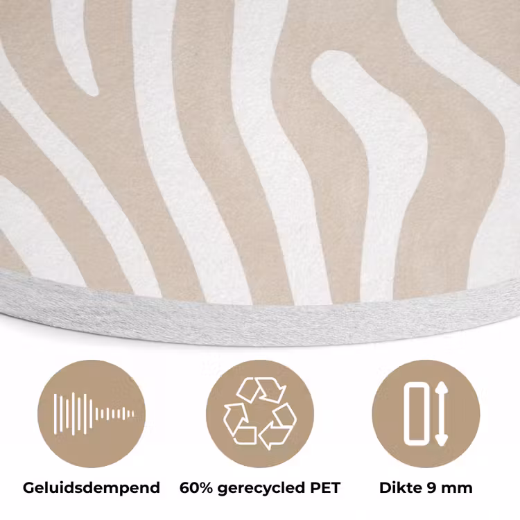 Abstract - Zebra - Beige Akoestische PET Vilt - Rond klein 838 -closeup_NL