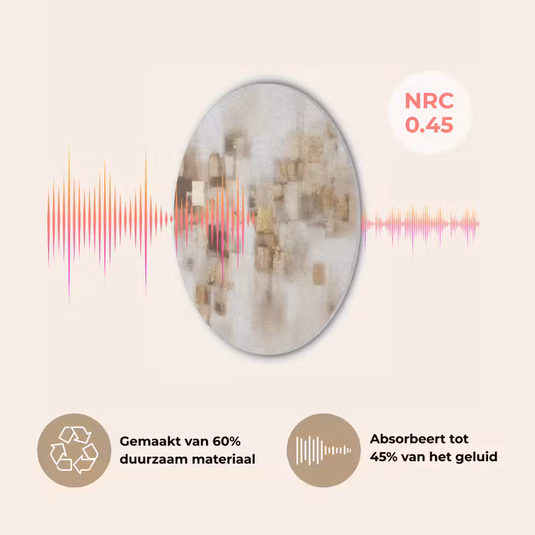 Abstracte vierkanten - Aardetonen - Mistig Akoestische PET Vilt - Rond klein -USP_NL