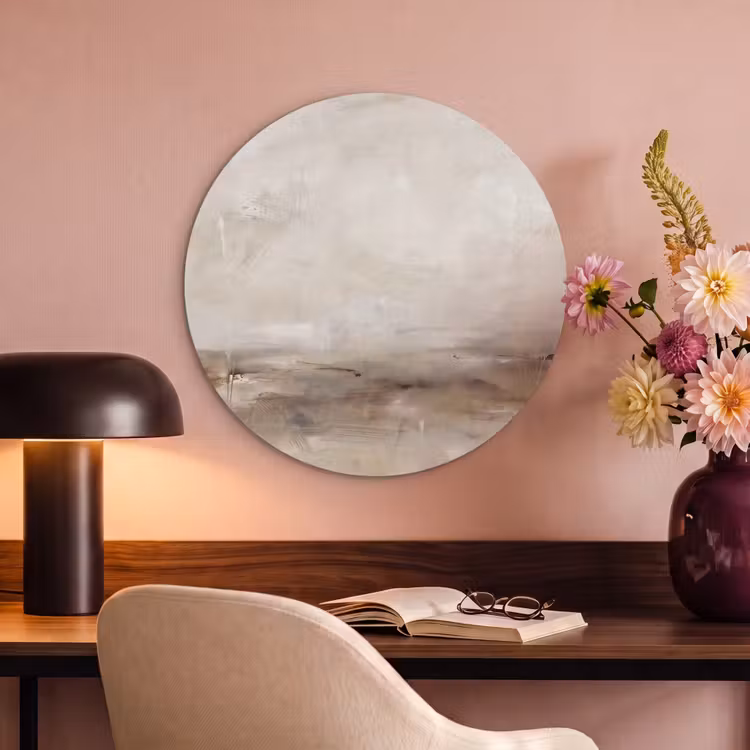 Abstrakt - Landschap - Modern - Beige - Kunst Akoestische PET Vilt - Rond klein -sfeer3