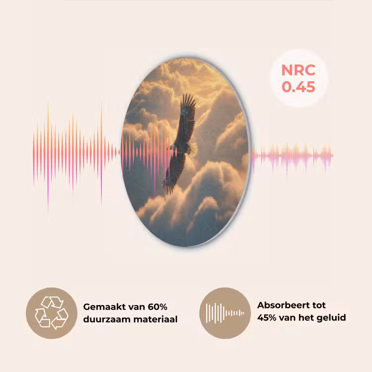 Adelaar - Wolken - Zon Akoestische PET Vilt - Rond klein -USP_NL