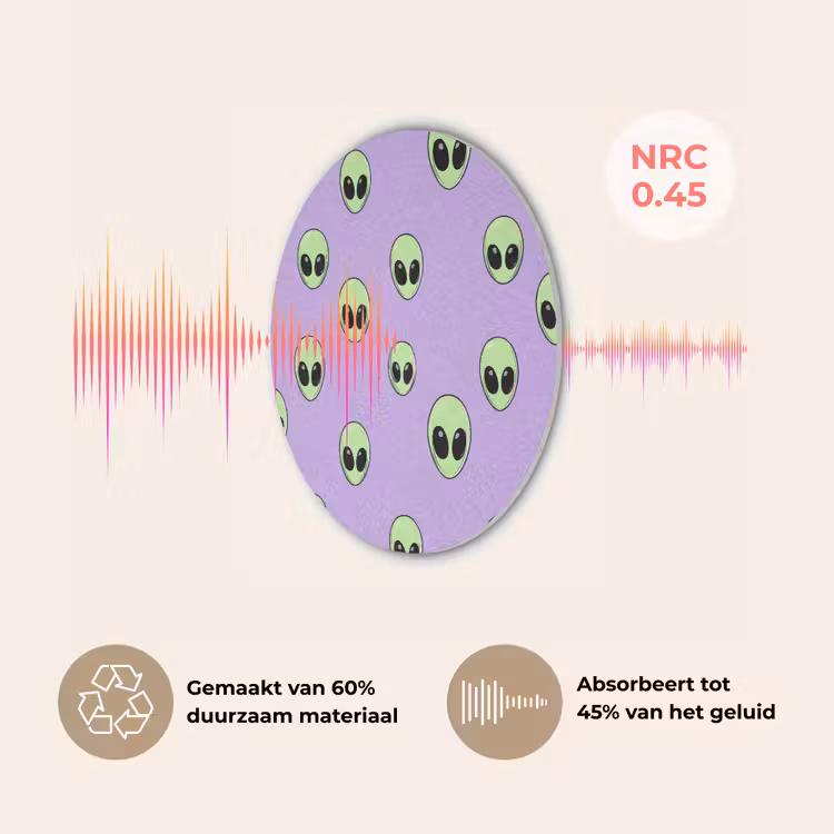 Alien - Retro - Lila Akoestische PET Vilt - Rond klein 838 -USP_NL