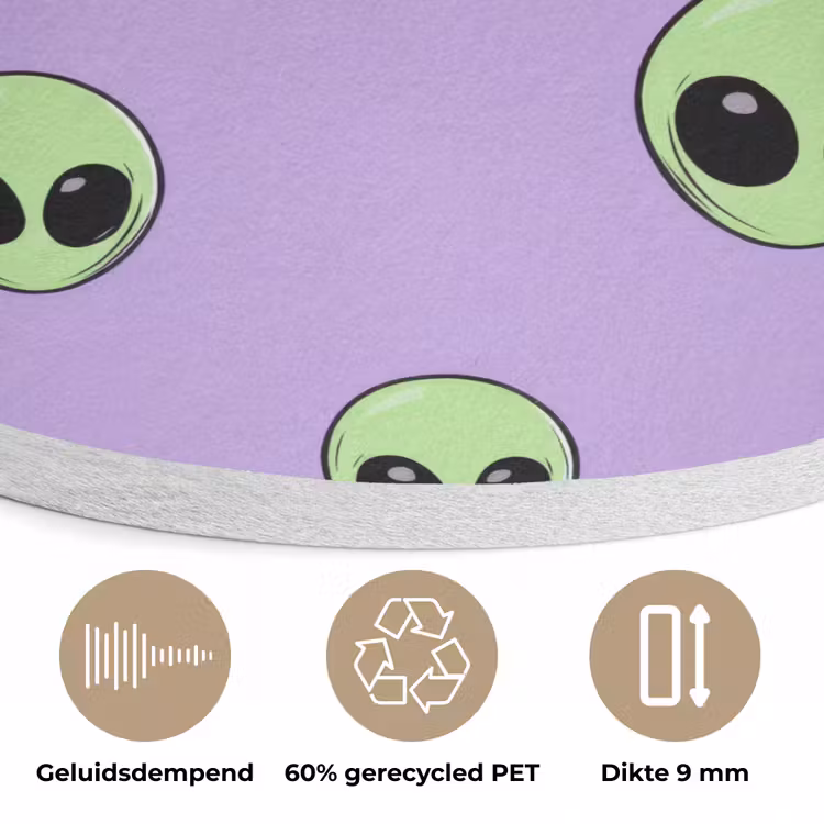 Alien - Retro - Lila Akoestische PET Vilt - Rond klein 838 -closeup_NL