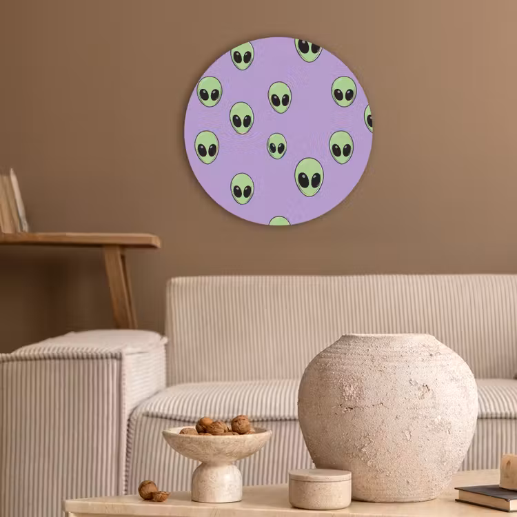 Alien - Retro - Lila Akoestische PET Vilt - Rond klein 838 -sfeer1