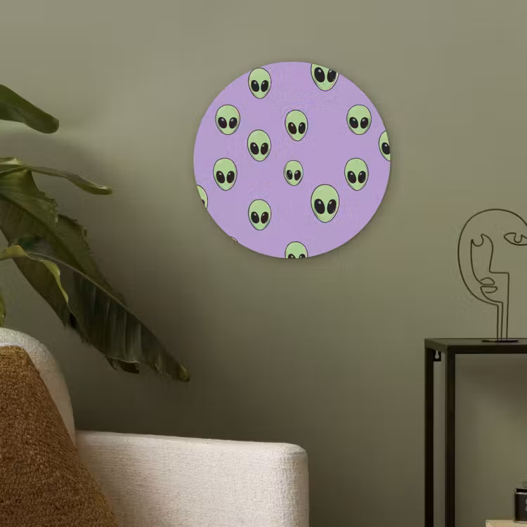Alien - Retro - Lila Akoestische PET Vilt - Rond klein 838 -sfeer2