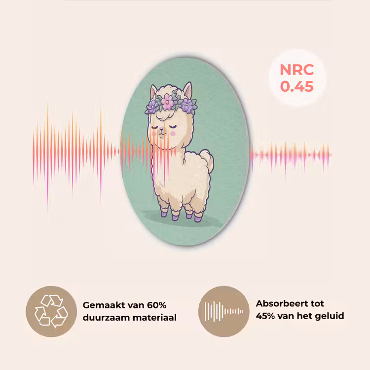 Alpaca - Groen - Bloemendiadeem Akoestische PET Vilt - Rond klein -USP_NL