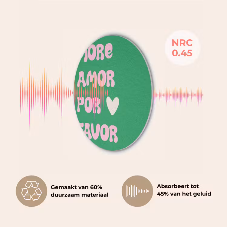 Amor - Valentijn - Groen - Tekst Akoestische PET Vilt - Rond klein -USP_NL