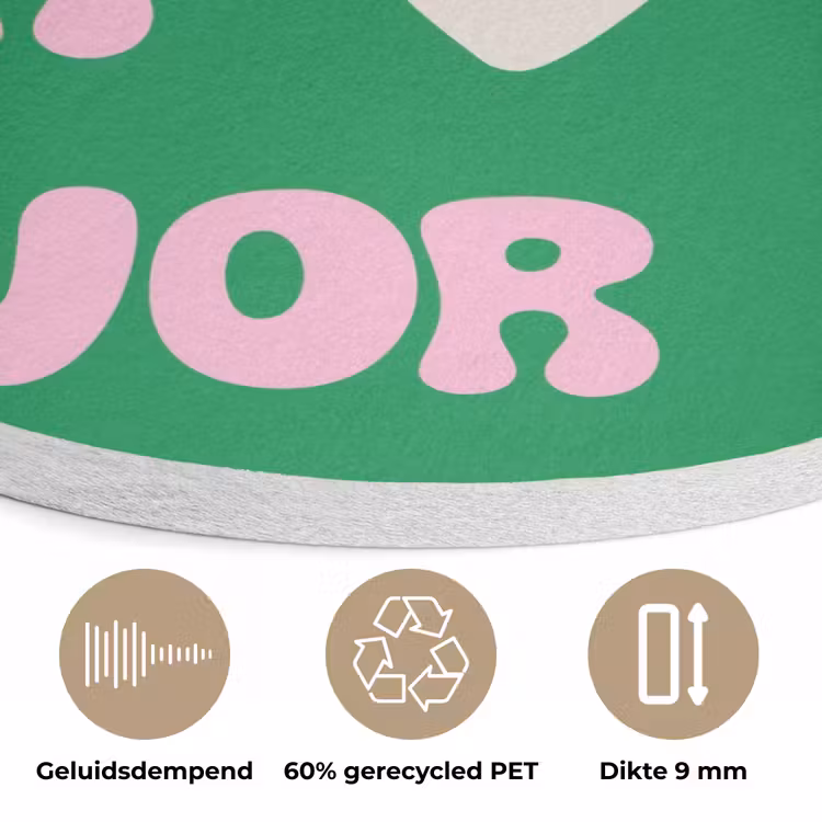 Amor - Valentijn - Groen - Tekst Akoestische PET Vilt - Rond klein -closeup_NL