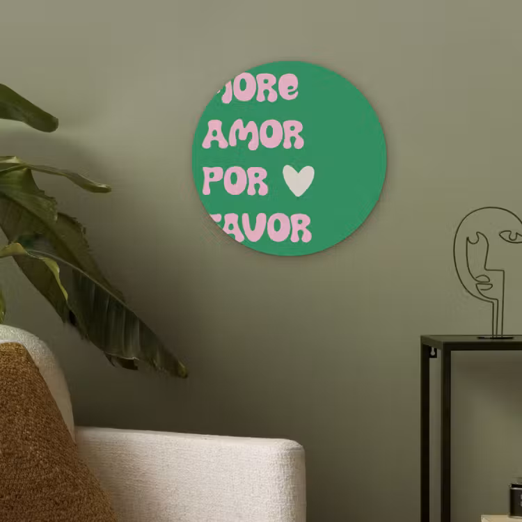Amor - Valentijn - Groen - Tekst Akoestische PET Vilt - Rond klein -sfeer2
