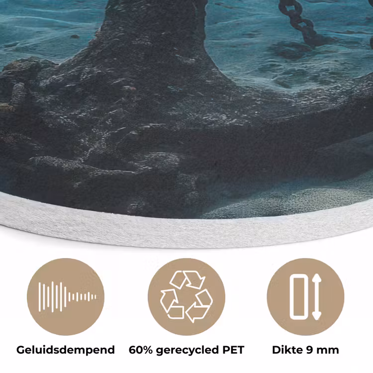 Anker - Ijzer - Zeebodem - Zand Akoestische PET Vilt - Rond klein -closeup_NL