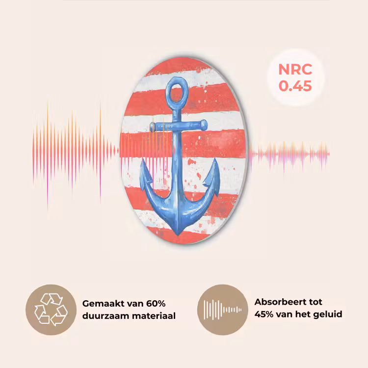 Anker - Verfspatten - Rood - Blauw Akoestische PET Vilt - Rond klein -USP_NL