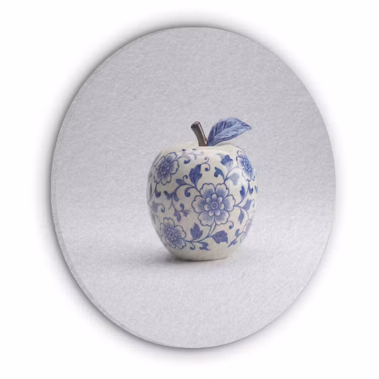 Appel - Blauw - Klassiek Akoestische PET Vilt - Rond klein -3d