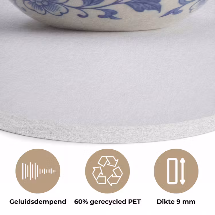 Appel - Blauw - Klassiek Akoestische PET Vilt - Rond klein -closeup_NL
