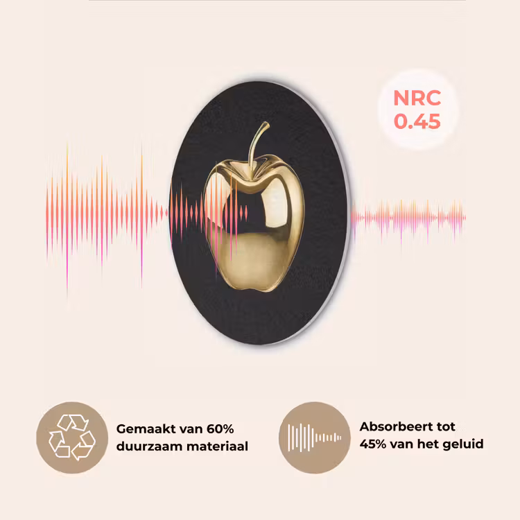 Appel - Goud - Chrome - Zwart Akoestische PET Vilt - Rond klein -USP_NL