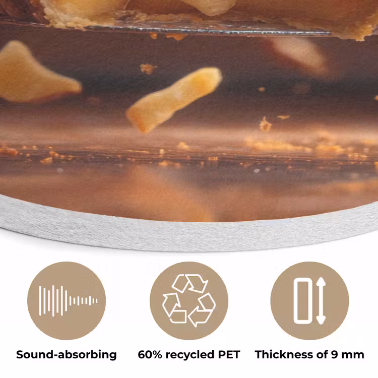 Appel - Taart - Warm - Eten Akoestische PET Vilt - Rond klein -closeup_NL