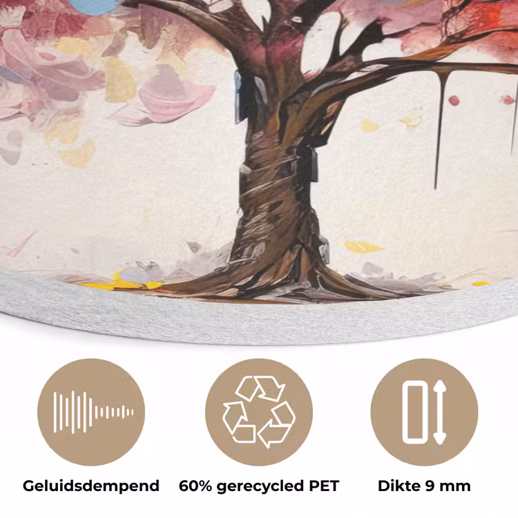 Aquarel - Boom - Kunst - Abstract Akoestische PET Vilt - Rond klein -closeup_NL