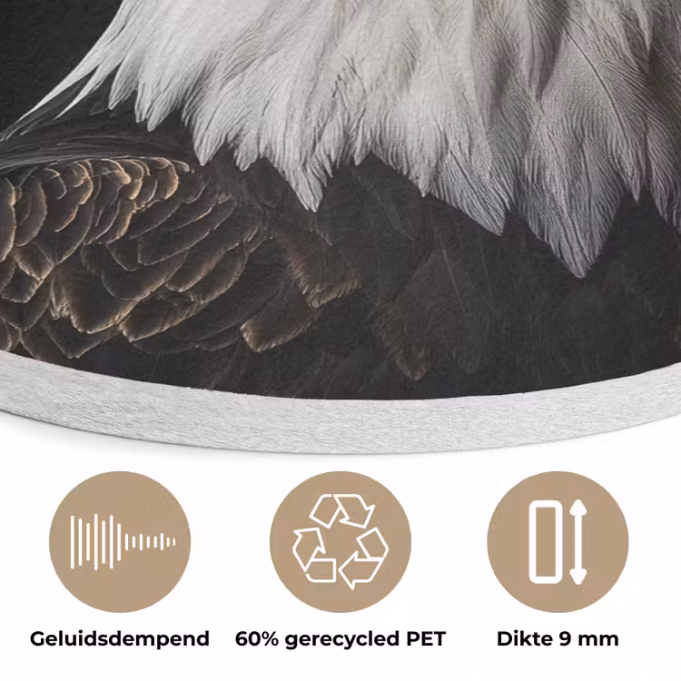 Arend -Amerika - Koksmuts - Vogel - Stoer Akoestische PET Vilt - Rond klein -closeup_NL