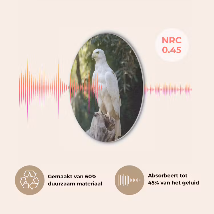 Arend - Hout - Wit - Planten Akoestische PET Vilt - Rond klein -USP_NL