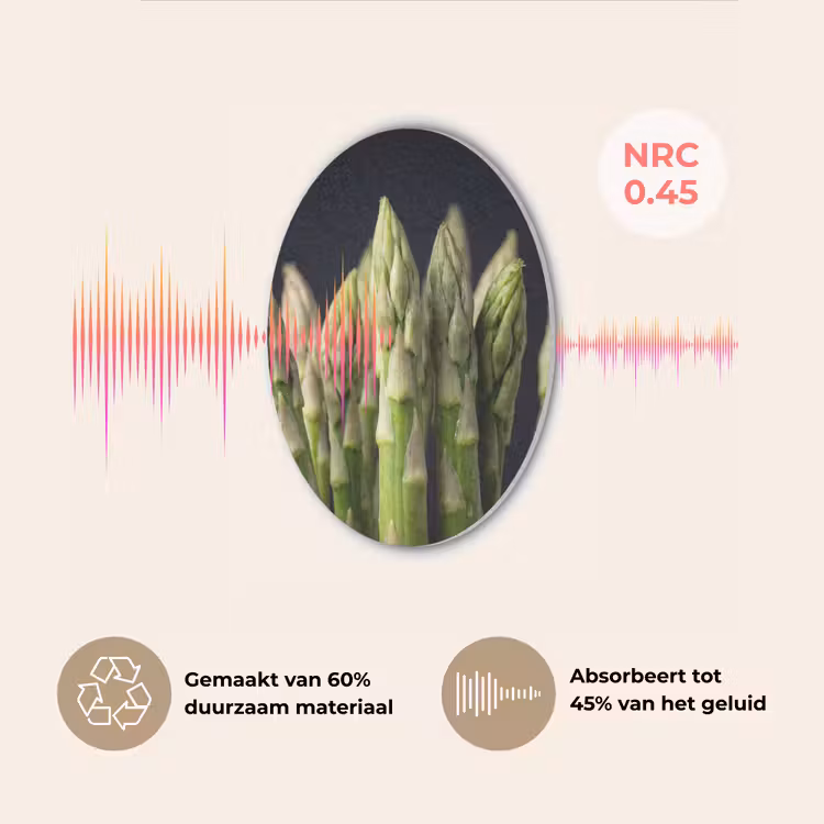 Asperges - Groen - Zwart Akoestische PET Vilt - Rond klein -USP_NL