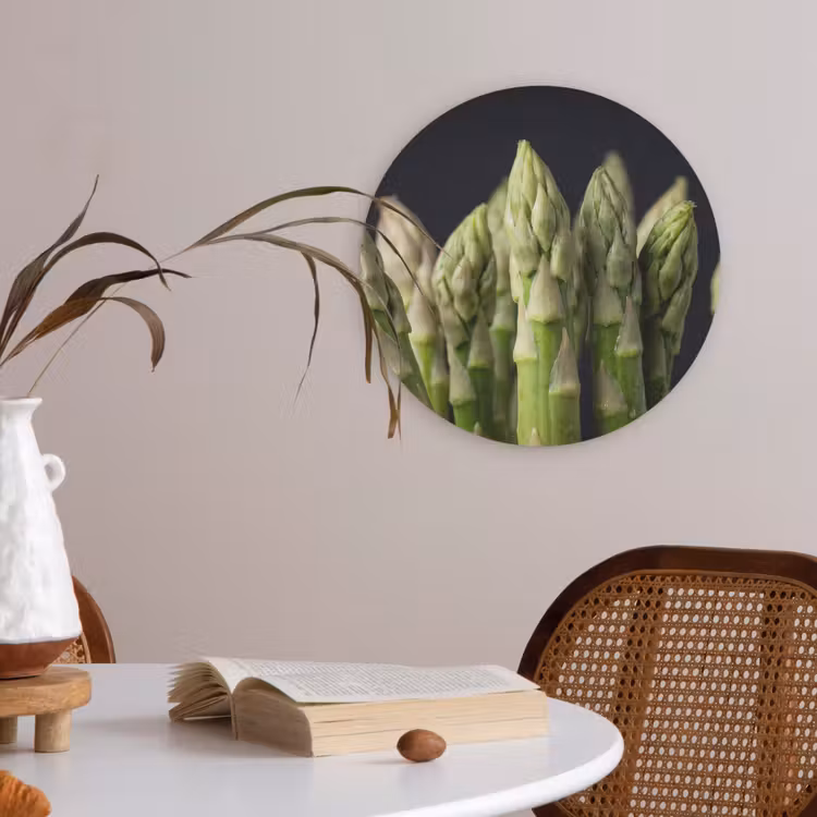 Asperges - Groen - Zwart Akoestische PET Vilt - Rond klein -sfeer3