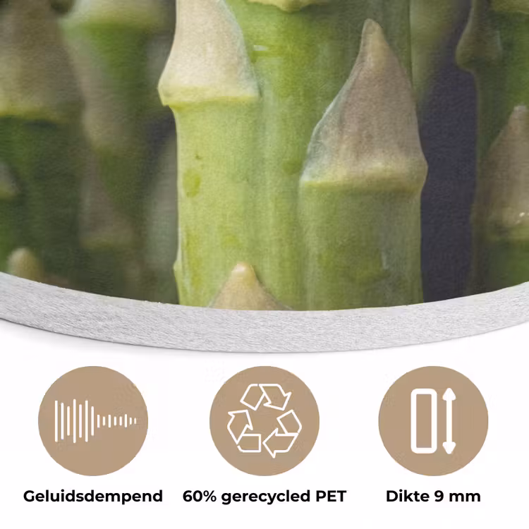 Asperges - Groen - Zwart Akoestische PET Vilt - Rond klein -closeup_NL