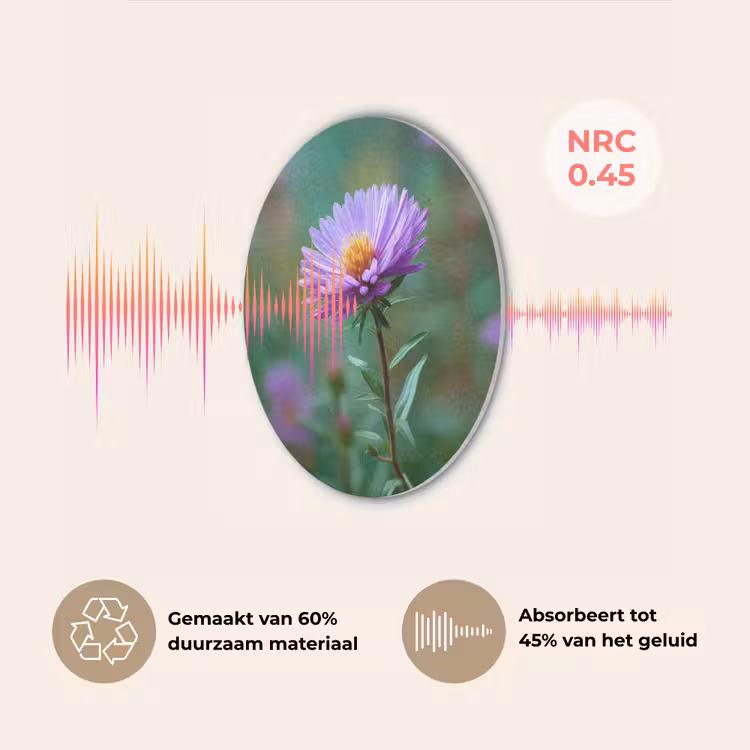 Aster - Paars - Bloem - Blaadjes Akoestische PET Vilt - Rond klein -USP_NL