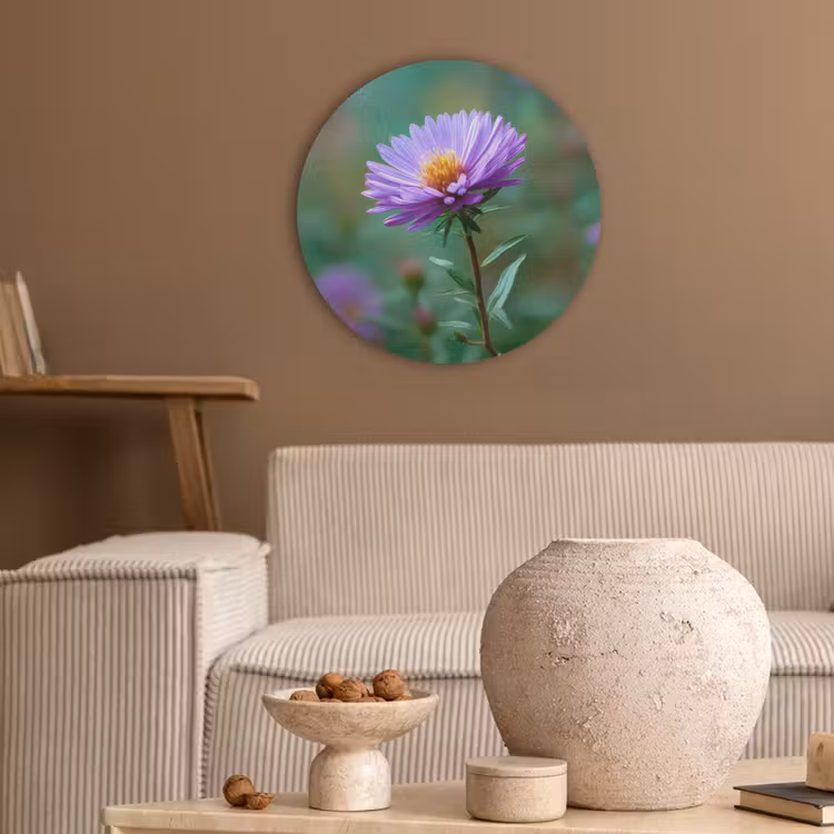 Aster - Paars - Bloem - Blaadjes Akoestische PET Vilt - Rond klein -sfeer1