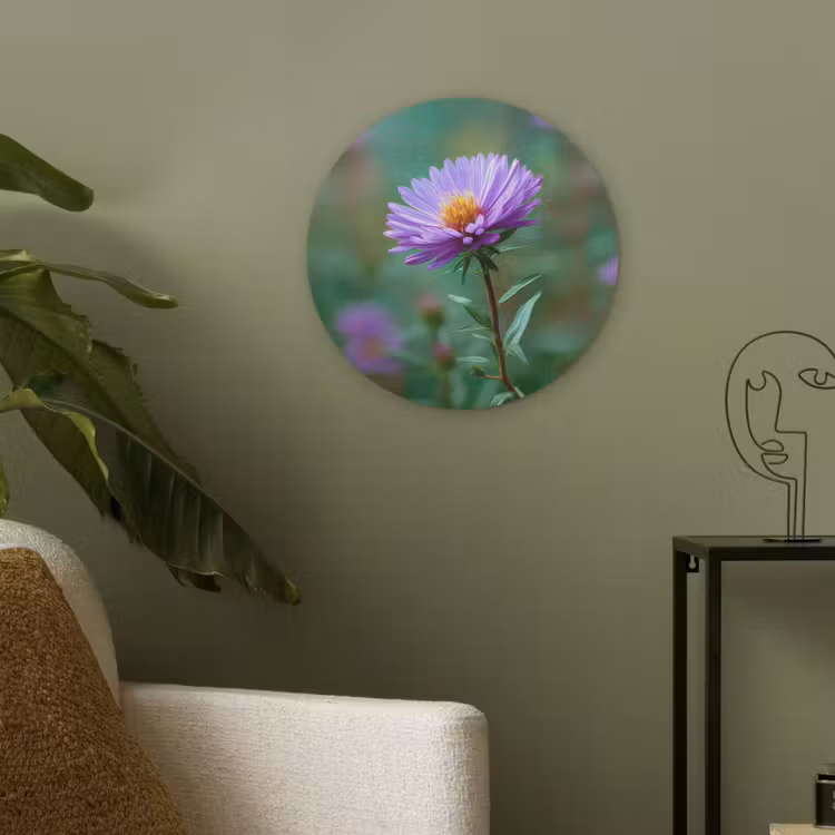 Aster - Paars - Bloem - Blaadjes Akoestische PET Vilt - Rond klein -sfeer2