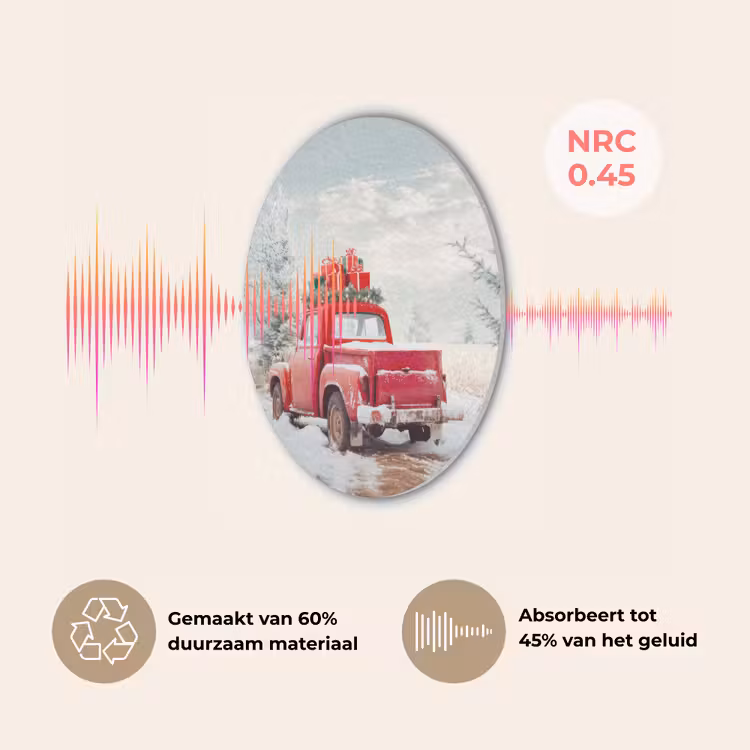 Auto - Rood - Cadeaus - Winter - Sneeuw - Kerst Akoestische PET Vilt - Rond klein -USP_NL
