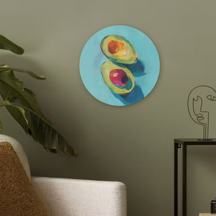 Avocado - Groen - Pit - Schaduw Akoestische PET Vilt - Rond klein -sfeer2