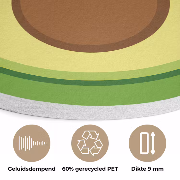 Avocado - Groen - Speels Akoestische PET Vilt - Rond klein -closeup_NL
