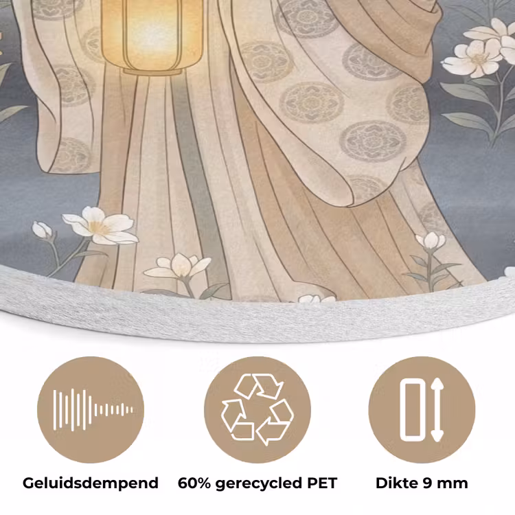 Aziatisch - Vrouw - Kimono Akoestische PET Vilt - Rond klein -closeup_NL
