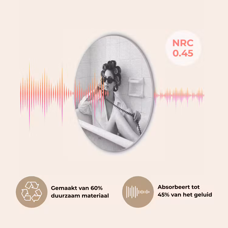 Bad - Vrouw - Zwart - Wit Akoestische PET Vilt - Rond klein -USP_NL