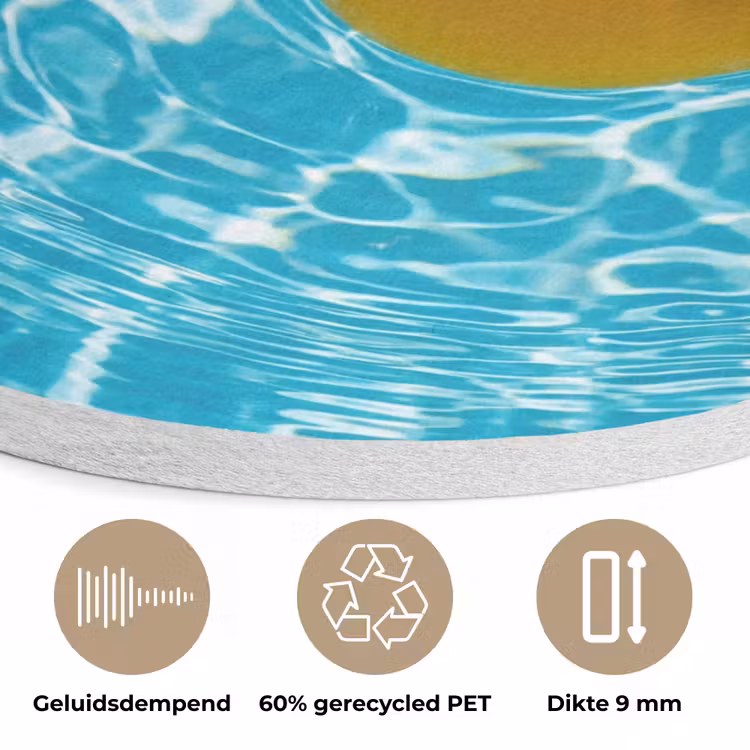 Badeend - Dobberen - Blauw Akoestische PET Vilt - Rond klein -closeup_NL