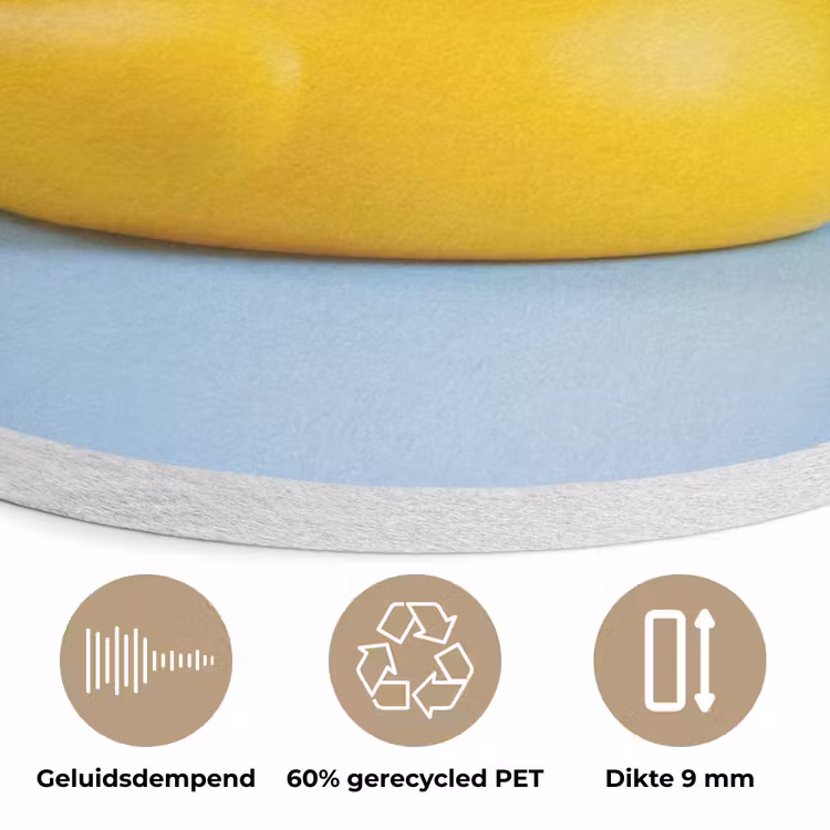 Badeend - Handdoek - Blauw Akoestische PET Vilt - Rond klein -closeup_NL