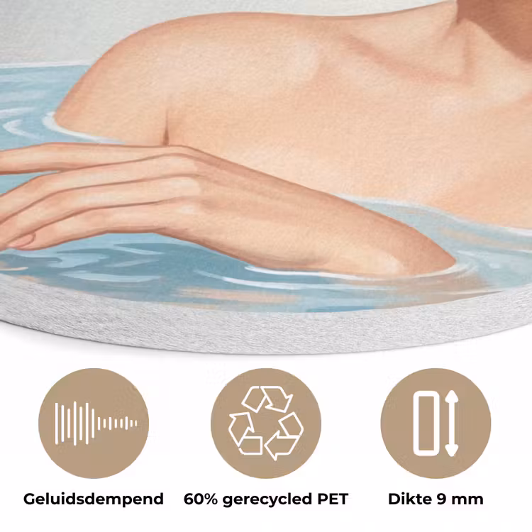 Badkamer - Eend - Blauw Akoestische PET Vilt - Rond klein -closeup_NL