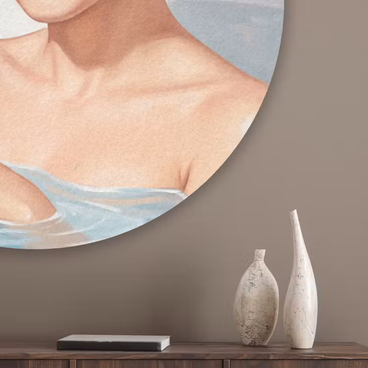 Badkamer - Eend - Blauw Akoestische PET Vilt - Rond klein -sfeer5_closeup