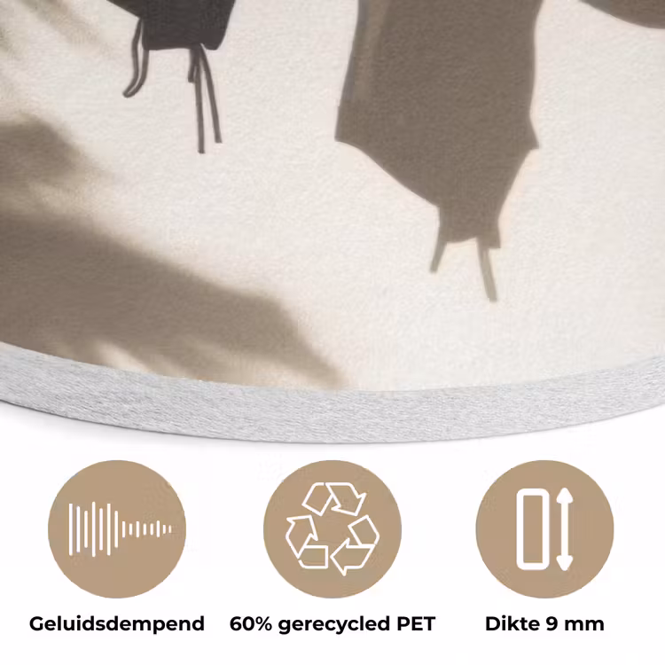 Badkleding - Palmbomen - Schaduw - Tropisch Akoestische PET Vilt - Rond klein -closeup_NL