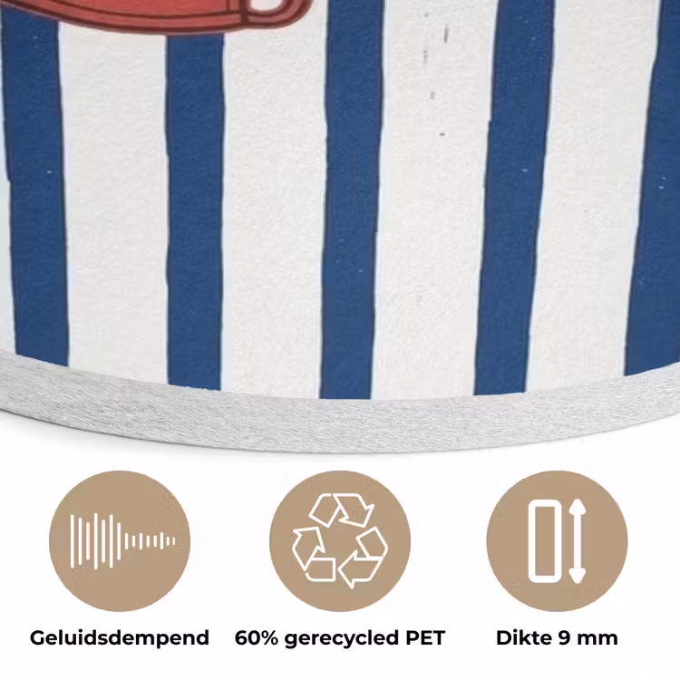 Badkleding - Waslijn - Zomer - Illustratie - Rood Akoestische PET Vilt - Rond klein -closeup_NL