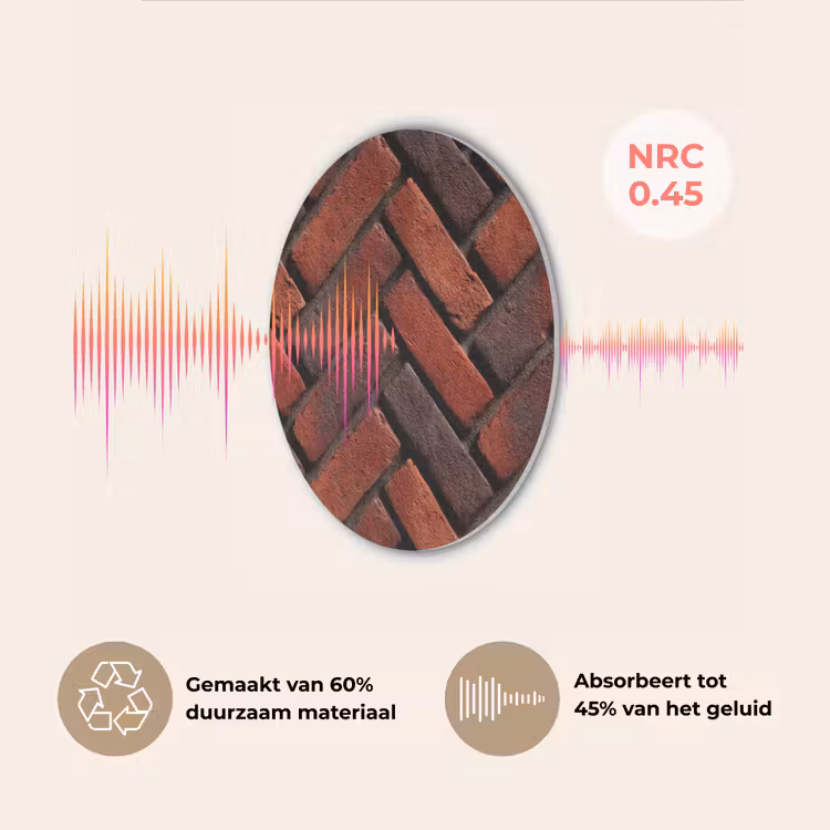 Bakstenen - Visgraat - Structuur - Roodbruin Akoestische PET Vilt - Rond klein 838 -USP_NL