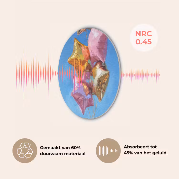 Ballonnen - Goud - Stervorm - Roze Akoestische PET Vilt - Rond klein -USP_NL