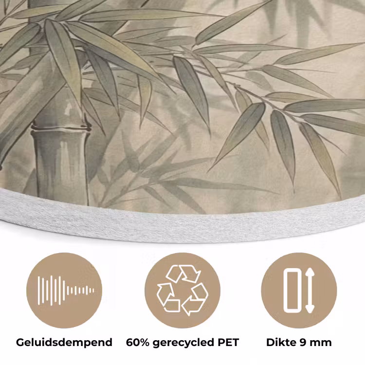 Bamboe - Bladeren - Aziatisch - Groen - Natuur Akoestische PET Vilt - Rond klein -closeup_NL