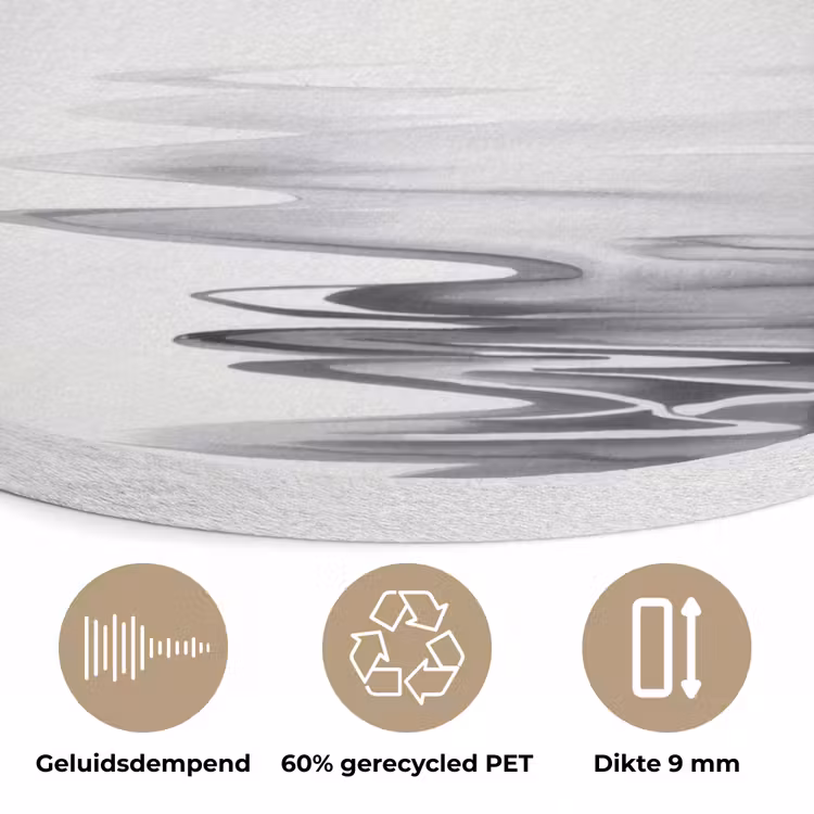 Bamboestammen - Water - Minimalistisch - Wit Akoestische PET Vilt - Rond klein -closeup_NL