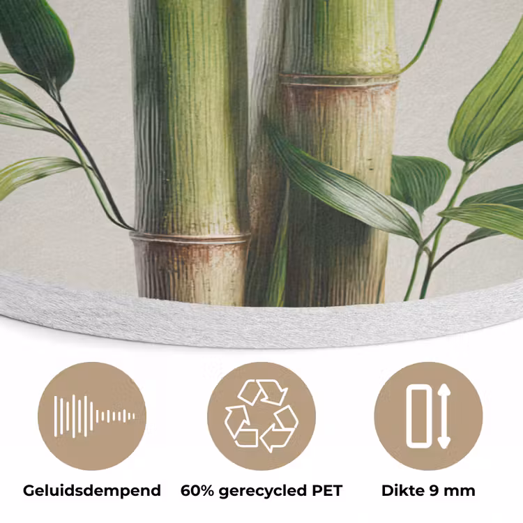 Bamboestengels - Sierlijk - Groen Akoestische PET Vilt - Rond klein -closeup_NL