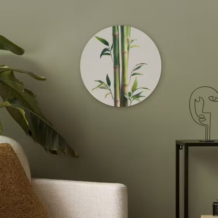 Bamboestengels - Sierlijk - Groen Akoestische PET Vilt - Rond klein -sfeer2