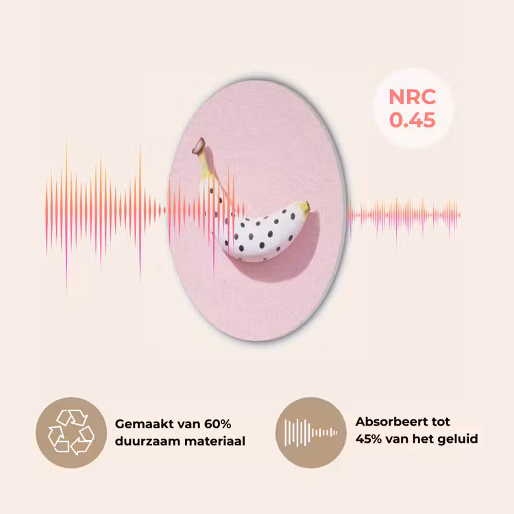 Banaan - Stippen - roze Akoestische PET Vilt - Rond klein -USP_NL